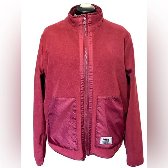 Vans Tommy Burgundy Fleece Zip Jacket - Picture 1 of 8
